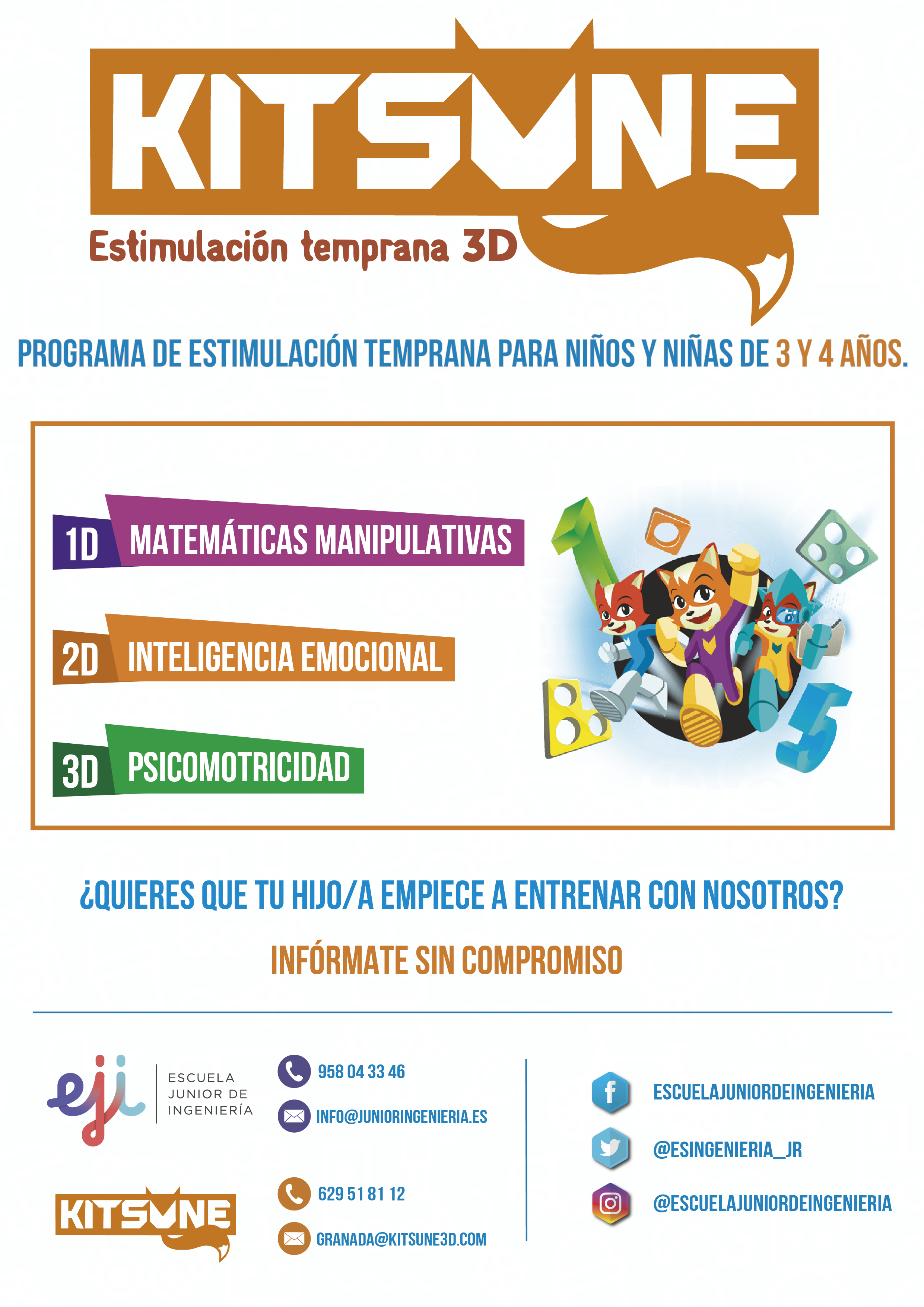 kitsune para niños y niñas de 3 a 4 años